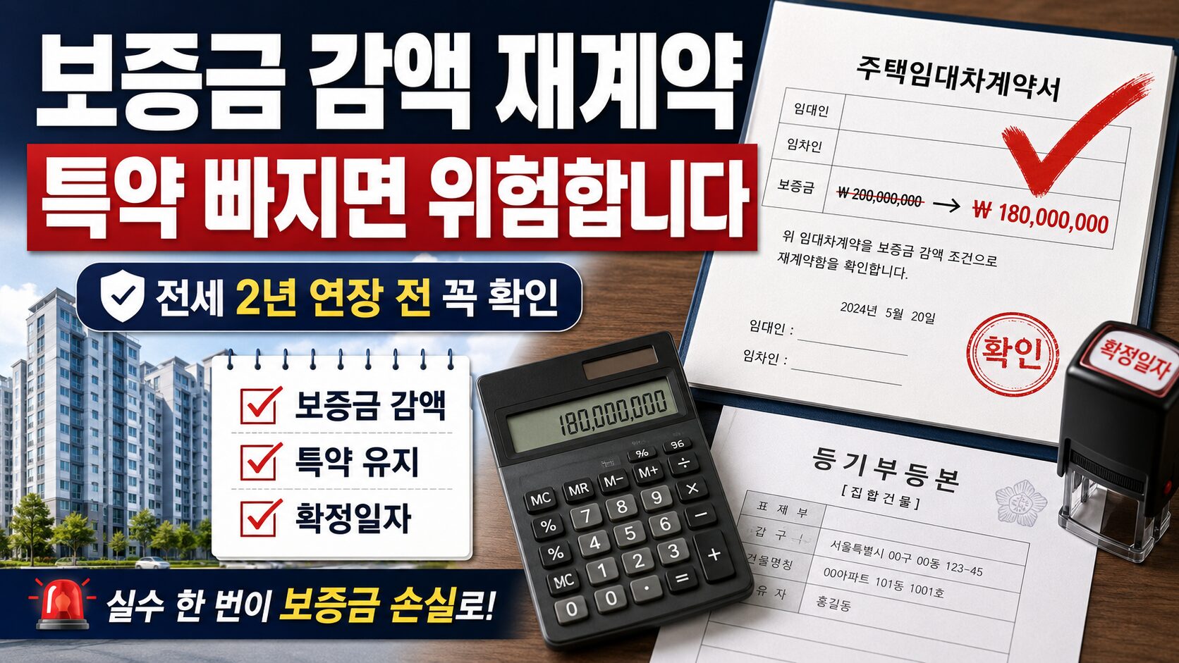 전세 2년 연장하며 보증금 감액할 때, 갱신계약서에 꼭 넣어야 할 내용