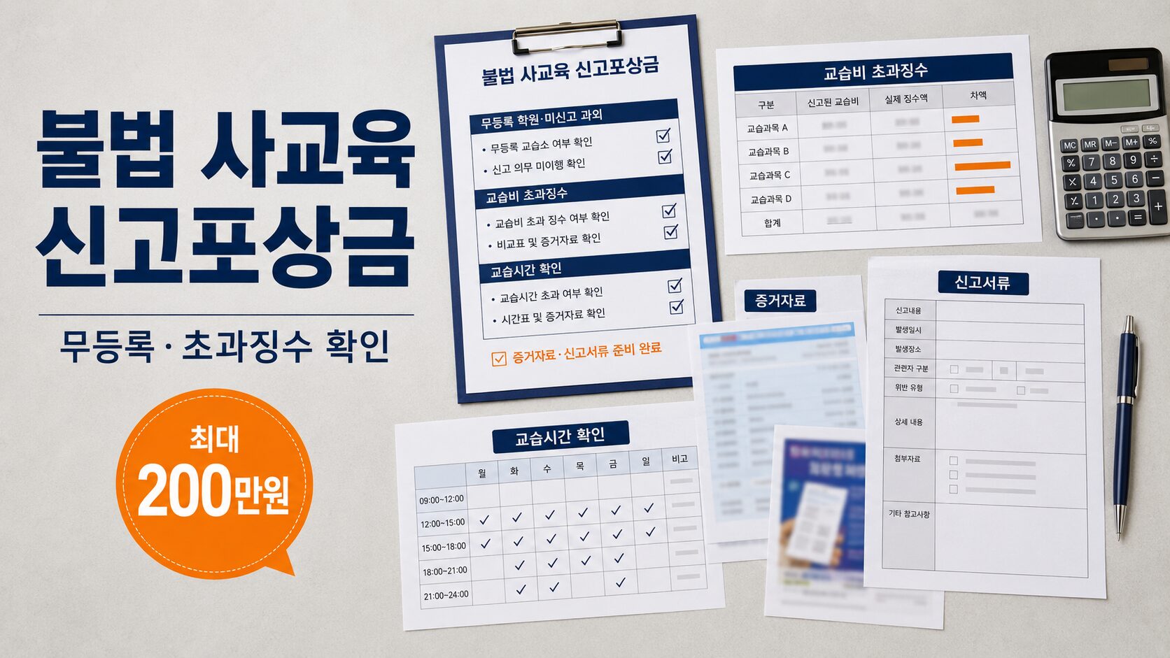 불법 사교육 신고포상금 2026 무등록 과외와 교습비 초과징수 신고 기준을 확인하는 이미지
