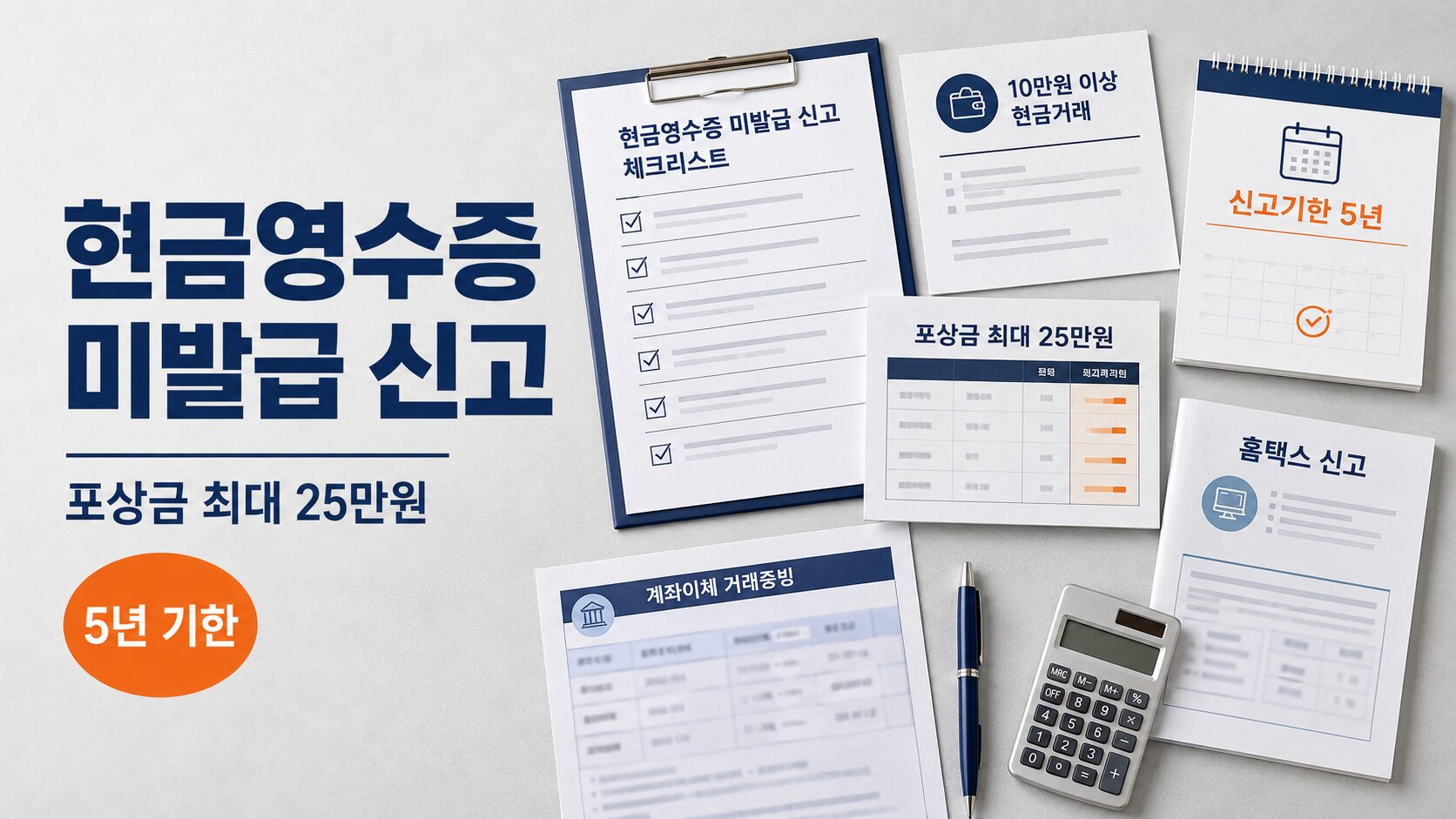 현금영수증 미발급 신고포상금 2026 홈택스 신고와 10만원 기준, 포상금 계산표를 확인하는 이미지