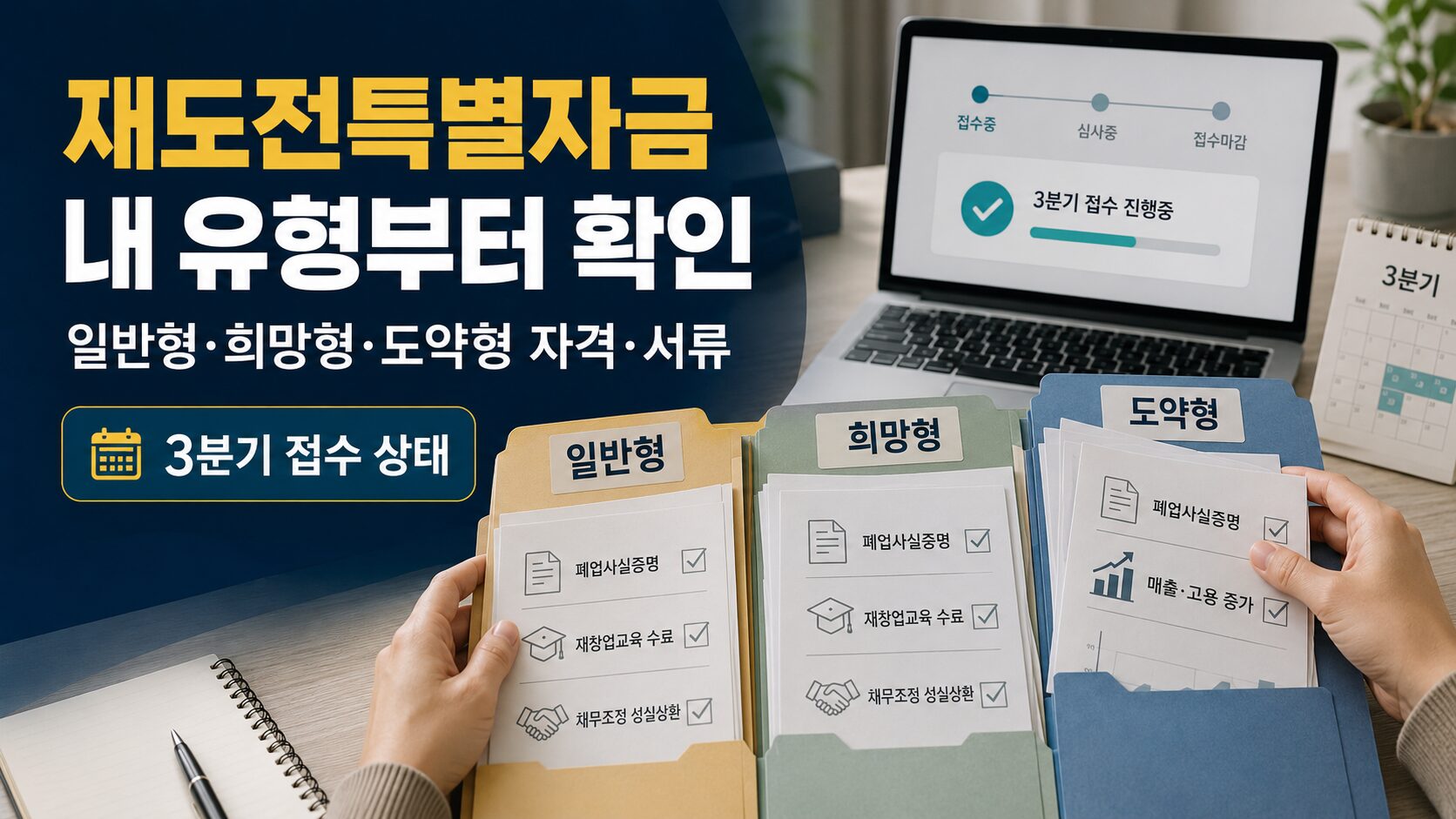 2026 재도전특별자금 일반형 희망형 도약형 신청 자격과 제출서류 및 3분기 접수 상태 안내
