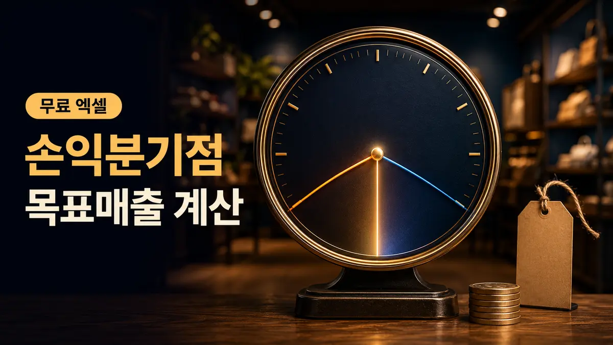 손익분기점 계산 엑셀을 상징하는 두 선이 한 지점에서 만나는 매출 계기판