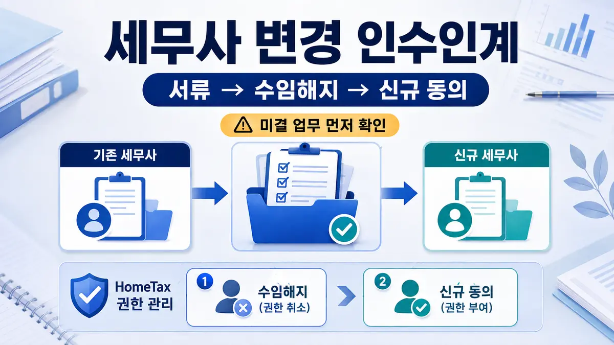 세무사 바꿀 때 인수인계 서류와 홈택스 수임해지 신규 수임동의 순서 안내