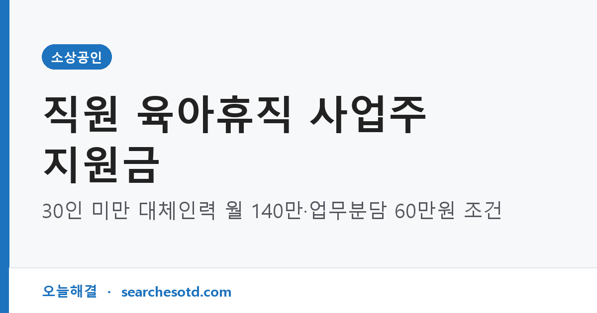 직원 육아휴직 사업주 지원금｜30인 미만 대체인력 월 140만·업무분담 60만원 조건