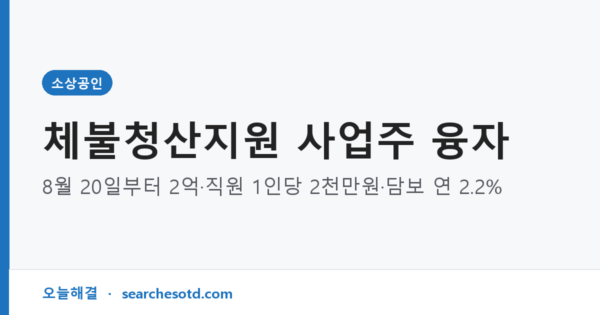 체불청산지원 사업주 융자｜8월 20일부터 2억·직원 1인당 2천만원·담보 연 2.2%