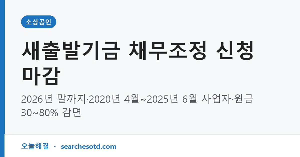새출발기금 채무조정 신청 마감｜2026년 말까지·2020년 4월~2025년 6월 사업자·원금 30~80% 감면